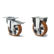 Set CASCOO Lenkrolle mit Totalfeststeller ø 160 mm Serie BAU5 Doppelkugellager E-Serie + Bockrolle ø 160 mm Serie BAU5 Doppelkugellager