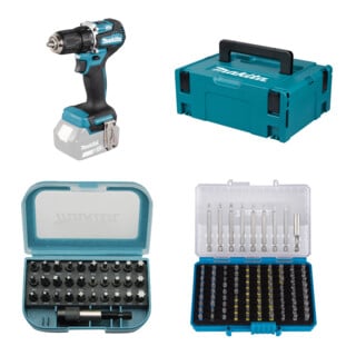 Set Makita Bohrschrauber DDF487Z + MAKPAC + Bit-Box 31tlg + Bit-Box 99tlg
