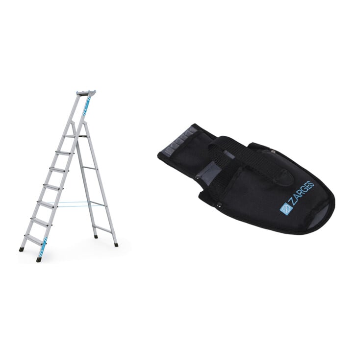 Set ZARGES XLstep S - LM-Stufen-Stehleiter 7 Stufen + Werkzeugtasche