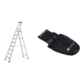 Set ZARGES XLstep S - LM-Stufen-Stehleiter 8 Stufen + Werkzeugtasche