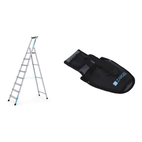 Set ZARGES XLstep S - LM-Stufen-Stehleiter 8 Stufen + Werkzeugtasche