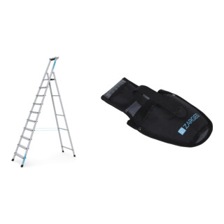 Set ZARGES XLstep S - LM-Stufen-Stehleiter 10 Stufen + Werkzeugtasche