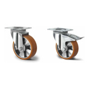 Set CASCOO Lenkrolle ø 200 mm Serie BAU5 Doppelkugellager E-Serie + Lenkrolle mit Totalfeststeller ø 200 mm Serie BAU5 Doppelkugellager E-Serie
