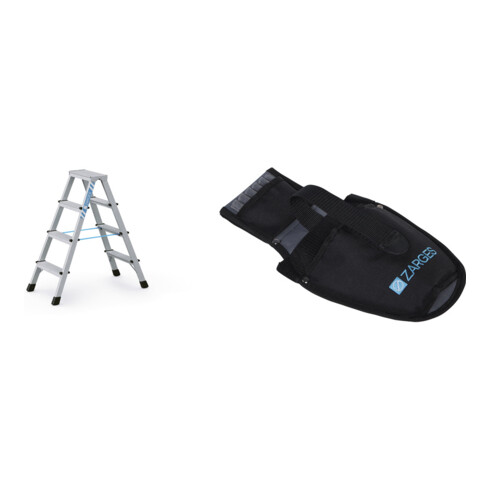 Set ZARGES XLstep B - LM-Stufen-Stehleiter 2 x 4 Stufen + Werkzeugtasche