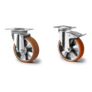 Set CASCOO Lenkrolle ø 80 mm Serie N2U6 Rollenlager + Bockrolle ø 80 mm Serie N2U6 Rollenlager