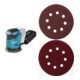 Set Makita Akku-Exzenterschleifer DBO180Z Solo-Version + Schleifpapier Klett...
