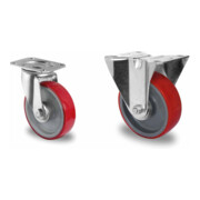 Set CASCOO Lenkrolle ø 125 mm Serie N2U6 Rollenlager + Bockrolle ø 125 mm Serie N2U6 Rollenlager