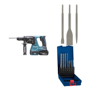 Set Makita Akku-Kombihammer DHR243RTJ 18 V / 5,0 Ah + Bosch SDS plus-7X 7tlg Set EXPERT