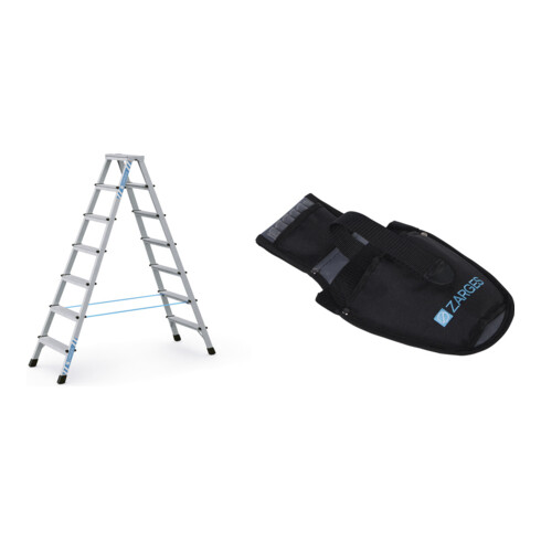 Set ZARGES XLstep B - LM-Stufen-Stehleiter 2 x 7 Stufen + Werkzeugtasche