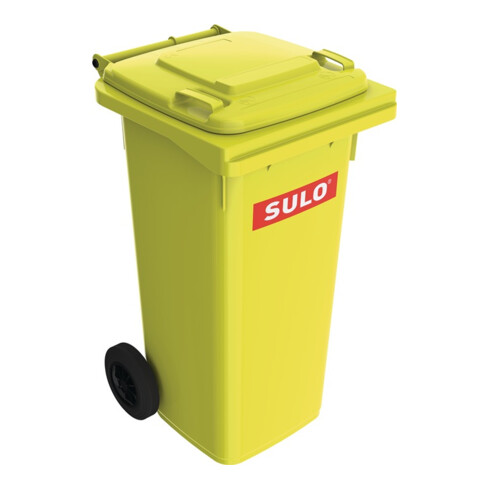 Bac à ordures 120 l HDPE jaune mobile, selon EN 840 SULO
