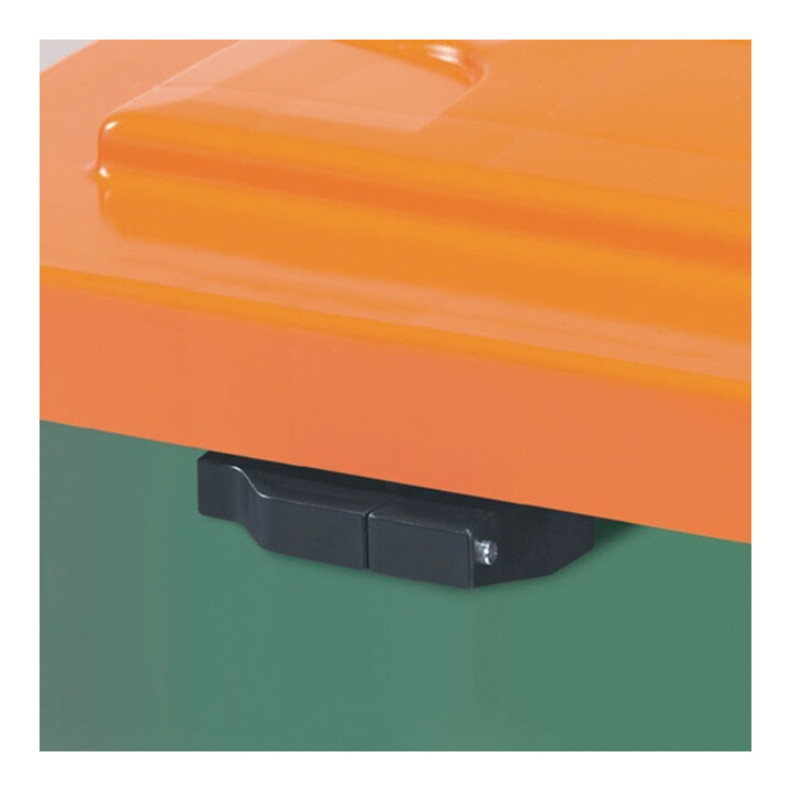 Bac à sel L945xl725xH930 mm 400 l HD-PE vert/orange sans glissière de prélèvemen