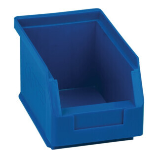 Boîte de rangement ouverte sur le devant, de couleur bleue, pour plaque à fentes en polyéthylène résistant aux chocs et aux impacts