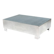 Bac de rétention galvanisé STIER pour 2 fûts de 200 litres, 1 200x800x360 mm