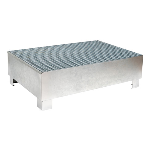 Bac de rétention galvanisé STIER pour 2 fûts de 200 litres, 1 200x800x360 mm