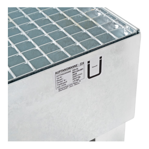 Bac de rétention galvanisé STIER pour 2 fûts de 200 litres, 1 200x800x360 mm