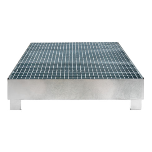 Bac de rétention galvanisé STIER pour 4 fûts de 200 litres, 1 200x1 200x290 mm