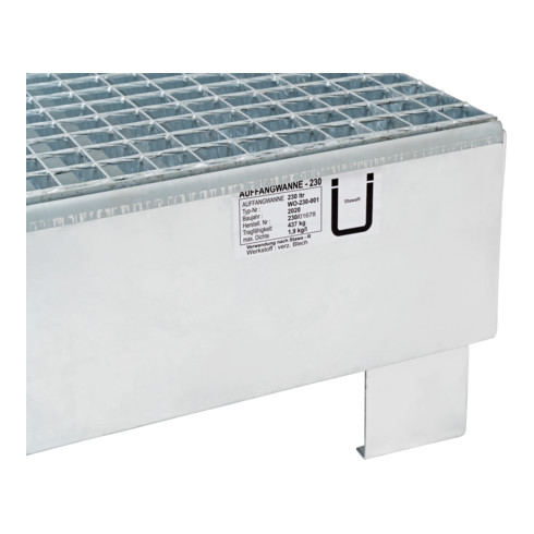 Bac de rétention galvanisé STIER pour 4 fûts de 200 litres, 1 200x1 200x290 mm