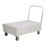 Bac de rétention mobile STIER galvanisé pour 2 fûts de 200 litres, 1 200x800x1 116 mm-1