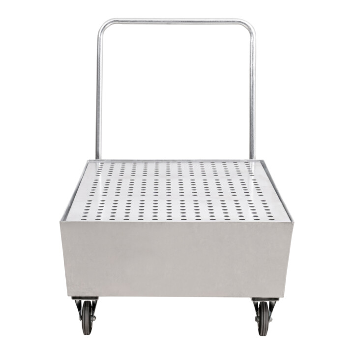 Bac de rétention mobile STIER galvanisé pour 2 fûts de 200 litres, 1 200x800x1 116 mm