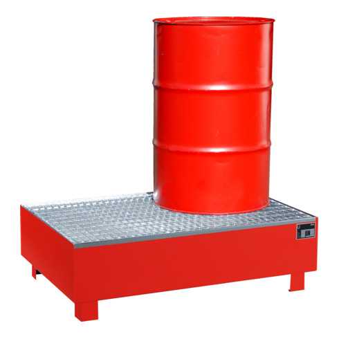 Bac de rétention STIER Premium rouge pour 2 fûts de 200 litres, 1 200x800x360 mm
