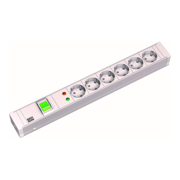 Bachmann 19 pouces multiprise 6x prises 1,5U, 1x interrupteur ÜSS 333.005