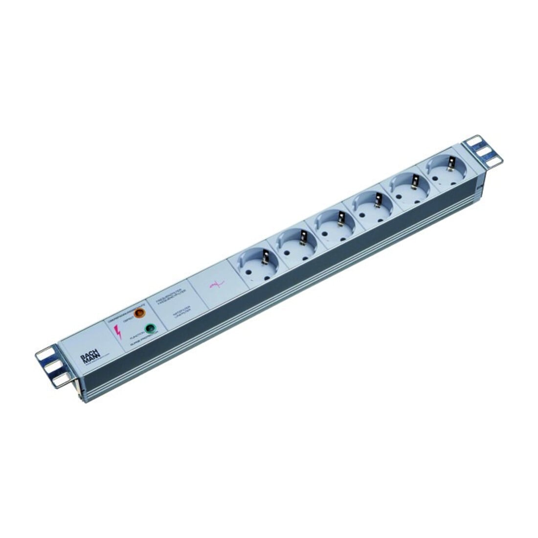 Bachmann 19 pouces multiprise 6x protégées, 1x GVS, alu 333.402