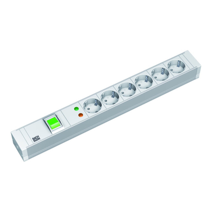 Bachmann 19Zoll Steckdosenleiste 6f PVC,1 Schalter,ÜSS 333.605