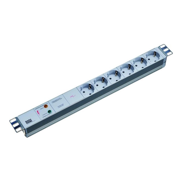 Bachmann 19Zoll Steckdosenleiste 6f Schutzk.,1xGVS,alu 333.402
