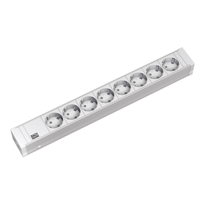Bachmann 19Zoll Steckdosenleiste 8f H=52mm 8xSchutzk. ws 333.001