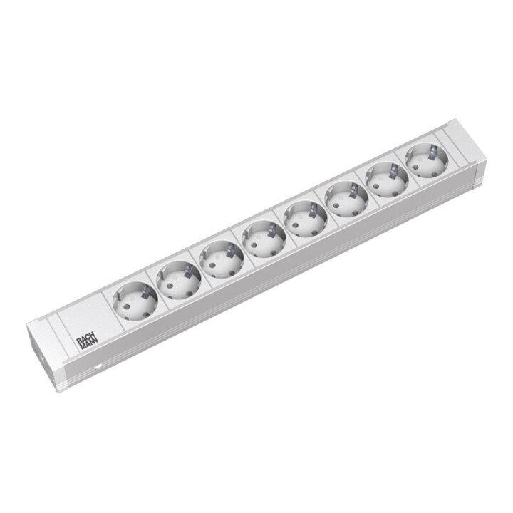 Bachmann 19Zoll Steckdosenleiste 8f H=52mm 8xSchutzk. ws 333.001