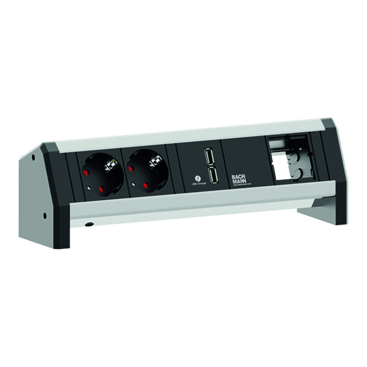 Bachmann Bloc prise Desk1 noir, 2x USB protégés, 1x CM 902.0182