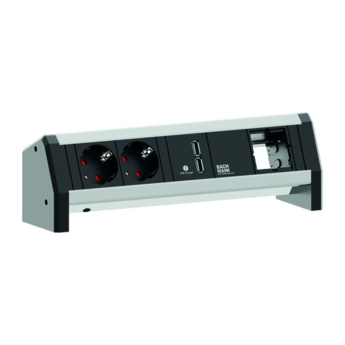 Bachmann Bloc prise Desk1 noir, 2x USB protégés, 1x CM 902.0182