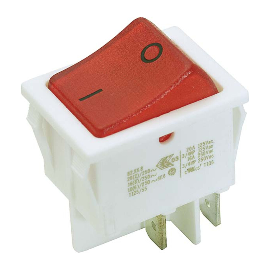 Bachmann Interrupteur à bascule blanc/rouge, 16(8)A 250V 2p. 924.096