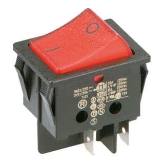 Bachmann Interrupteur à bascule EB noir/rouge, 16(8)A 250V 2p. 924.099