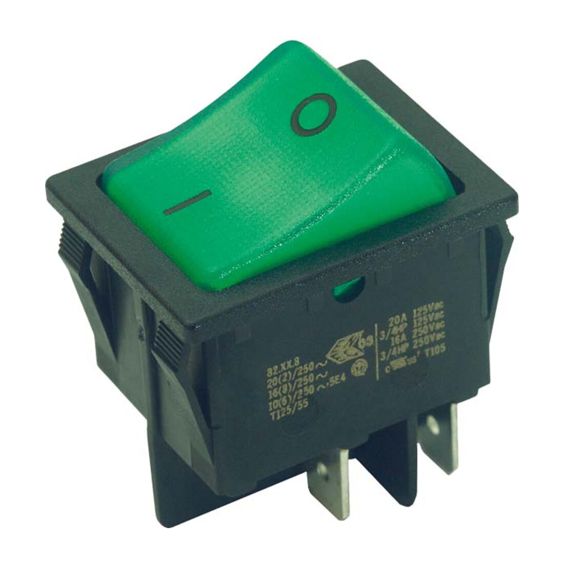 Bachmann Interrupteur à bascule EB noir/vert, 16(8)A 250V 2p. 924.097