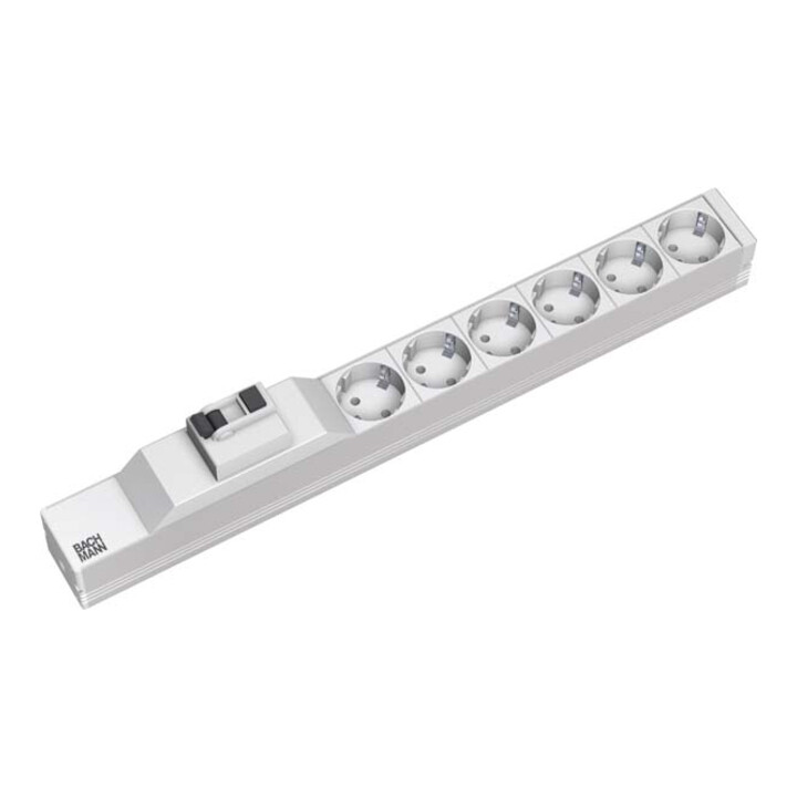 Bachmann Multiprise 19 pouces 6 prises, 1U, 1xFI, alu 333.411