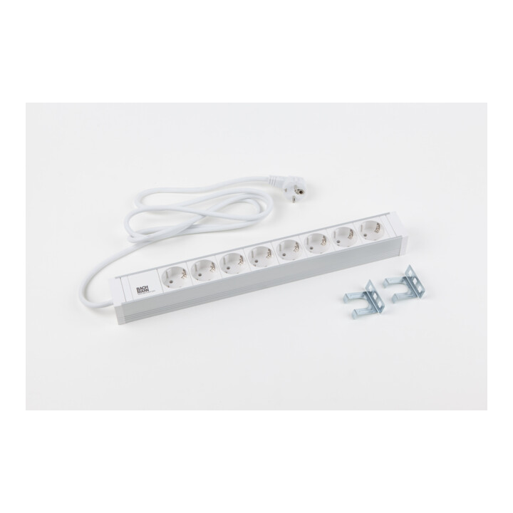 Bachmann Multiprise 19 pouces 8x prises avec protection H=52mm blanc 333.001