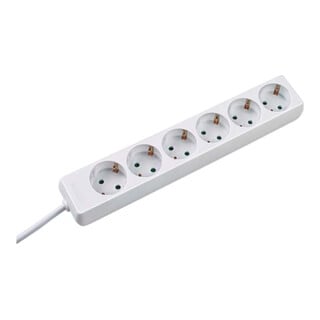 Bachmann Multiprise 6 prises avec fiche coudée blanche 381.241S