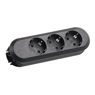 Bachmann Prise de table 3x sans câble, noir 385.170