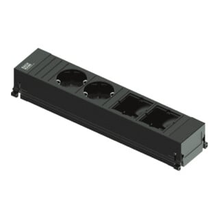 Bachmann Steckdoseneinheit 916.0601 Power Frame 2xSchuko 2xABD schwarz