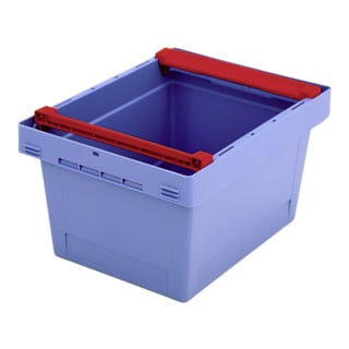 Conteneur réutilisable Bito MB avec brosses d'empilage montées et pivotantes, bleu colombe