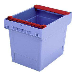 Conteneur réutilisable Bito MB avec brosses d'empilage montées et pivotantes, bleu colombe