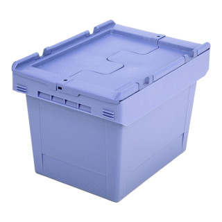Conteneur réutilisable Bito MB avec couvercle à charnière en deux parties et couvercle à charnière à sangle bleu
