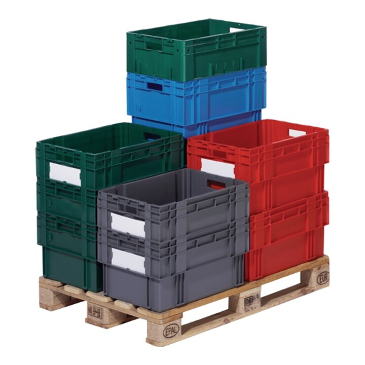Bacs gerbables-emboîtables PP bleu L600xl400xH320mm LA-KA-PE