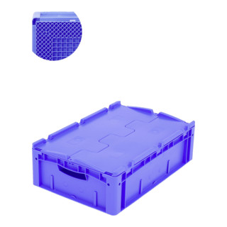 Bito Euro conteneur gerbable XL avec base nervurée RX et couvercle à charnière en deux parties bleu 400 mm 600 mm