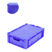 Bito Euro conteneur gerbable XL avec base nervurée RX et couvercle à charnière en deux parties bleu 400 mm 600 mm-1