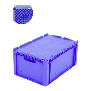 Bito Euro conteneur gerbable XL avec base nervurée RX et couvercle à charnière en deux parties bleu 400 mm 600 mm