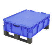 Conteneur gerbable Bito Euro XL avec couvercle à charnière en deux parties et patins montés bleu 600 mm 800 mm