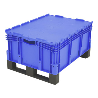 Conteneur gerbable Bito Euro XL avec couvercle à charnière en deux parties et patins montés bleu 600 mm 800 mm