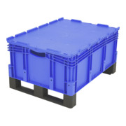 Conteneur gerbable Bito Euro XL avec couvercle à charnière en deux parties et patins montés bleu 600 mm 800 mm